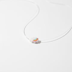 El Yapımı Porselen Pembe Bulut Figürlü Kadın Kolye