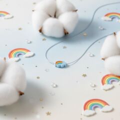 El Yapımı Porselen mavi bulut Figürlü Kadın Kolye