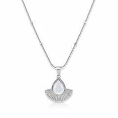 Kadın Gümüş Damla Taşlı Çelik Kolye 316L