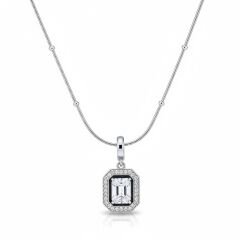 Kadın Gümüş Zümrüt Kesim Çelik Kolye 316L