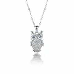 Kadın Taşlı Gümüş Çelik Baykuş Kolye 316L