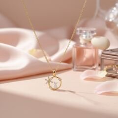 Kadın Gold Çelik Kedi Kolye 316L