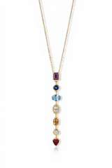 Kristal Taşlı Y Kadın Gold Çelik Kolye 316L