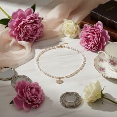 Kadın İnci Gold Çelik Kolye 316L