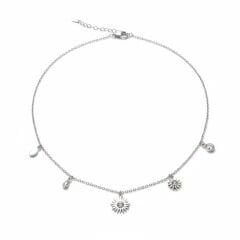 Kadın Gümüş Çelik Güneş Kolye 316L