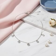 Kadın Gümüş Çelik Damla 5li Kolye 316L