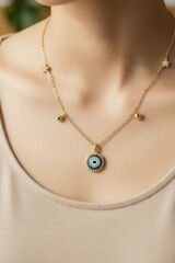 Kadın Gold Nazar Çelik Kolye 316L