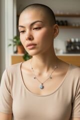 Kadın Gümüş Çelik Nazar Kolye 316L