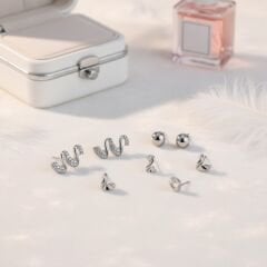 Minimal Tasarım 316L Çelik 6’lı Kadın Küpe Seti | YUSSO